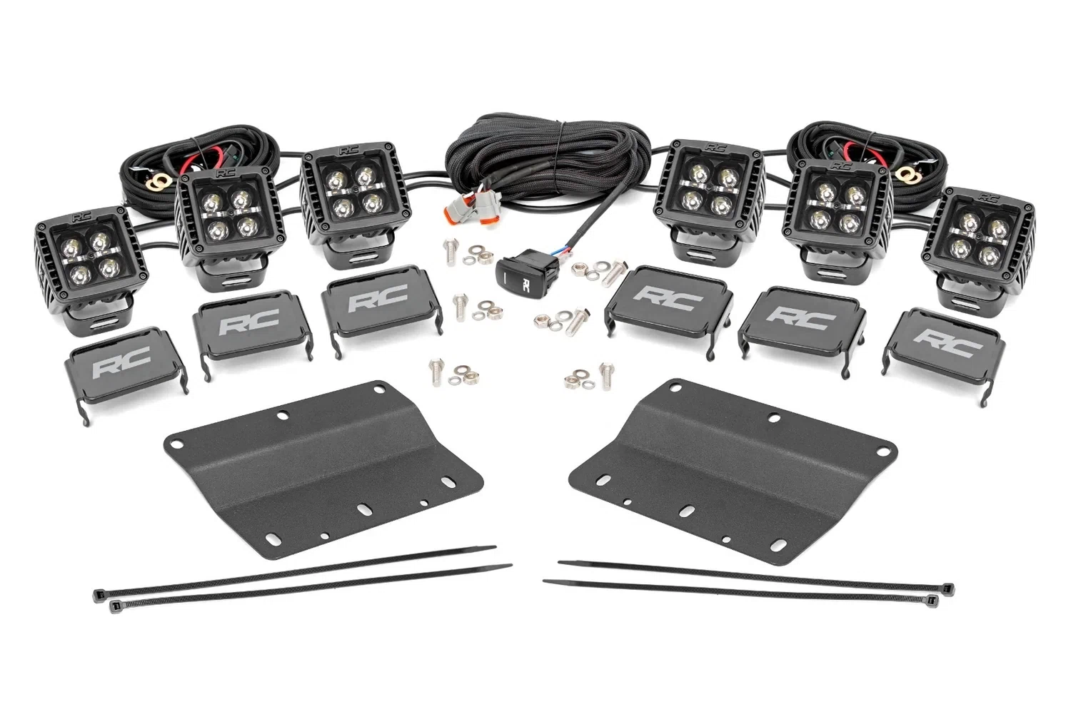 Fits Ford Bronco(21-24) LED Light Fog Mount Triple 2_ Black Pair White DRL 51087